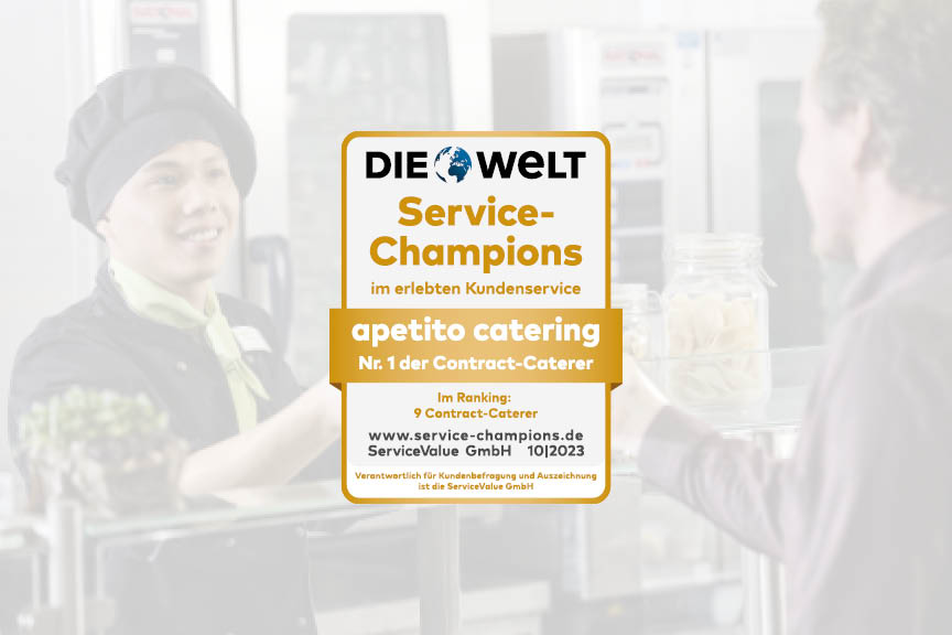 Service Champion 2023 Auszeichnung für apetito catering 